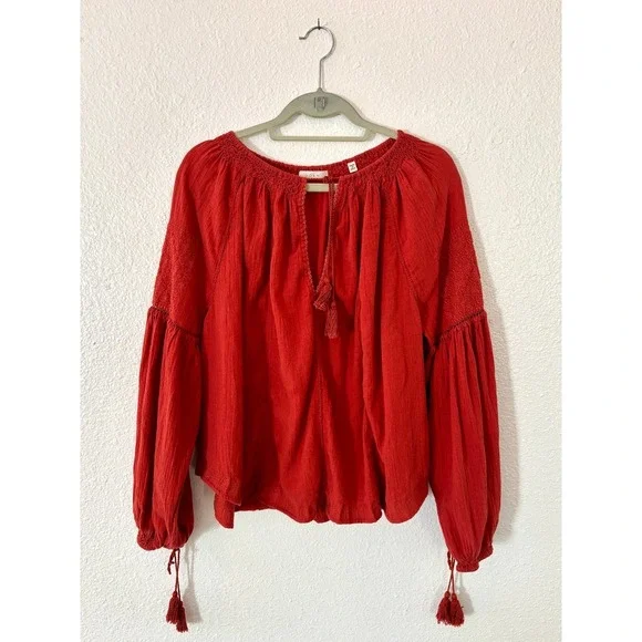 Doen Embroidered Gauze Top Boho Blouse S Small - Picture 3 of 5